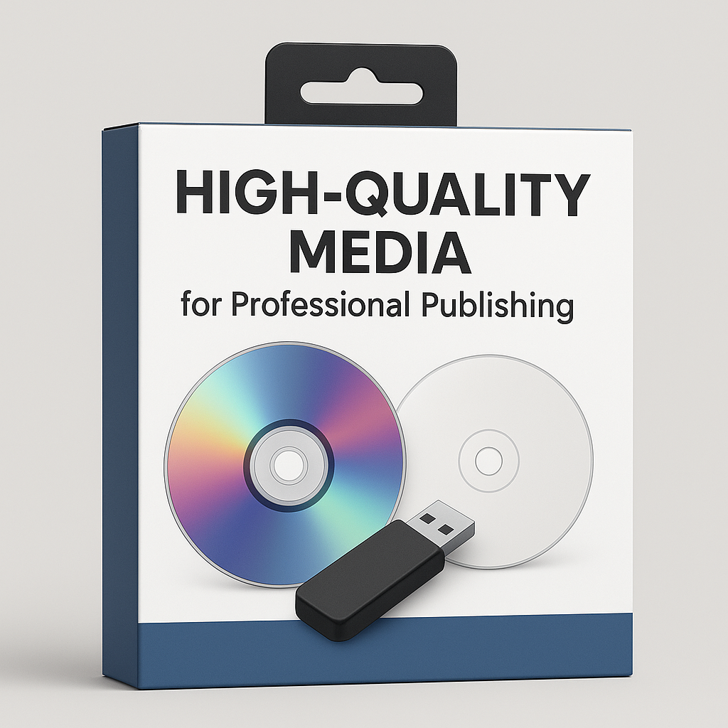 High-Quality Media for Professional Publishing. high-quality DVDs, USB flash drives, professional media, blank optical discs, copy-protected media, custom USB drives, branded DVDs, professional publishing media.